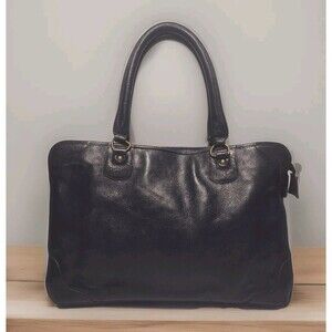 Vintage 1970s Genuine Leather Navy Blue Satchel / Shoulder Bag / Laptop Bag